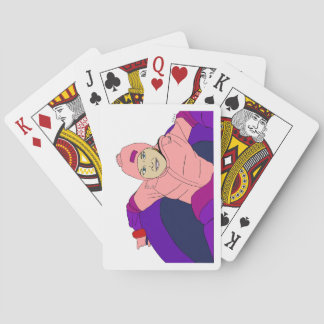Girl Snow Tubing Playing Cards