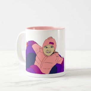Girl Snow Tubing Two-Tone Coffee Mug