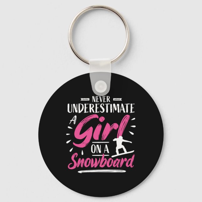 Girl Snowboarding - Snowboard  Key Ring (Front)