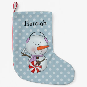 Girl Snowman Personalised Small Christmas Stocking
