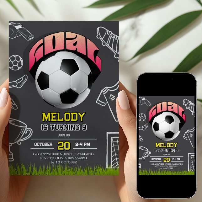 Girl Soccer Ball Birthday Party Invitation (Creator Uploaded)