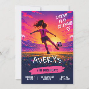 Girl Soccer Birthday Invitation