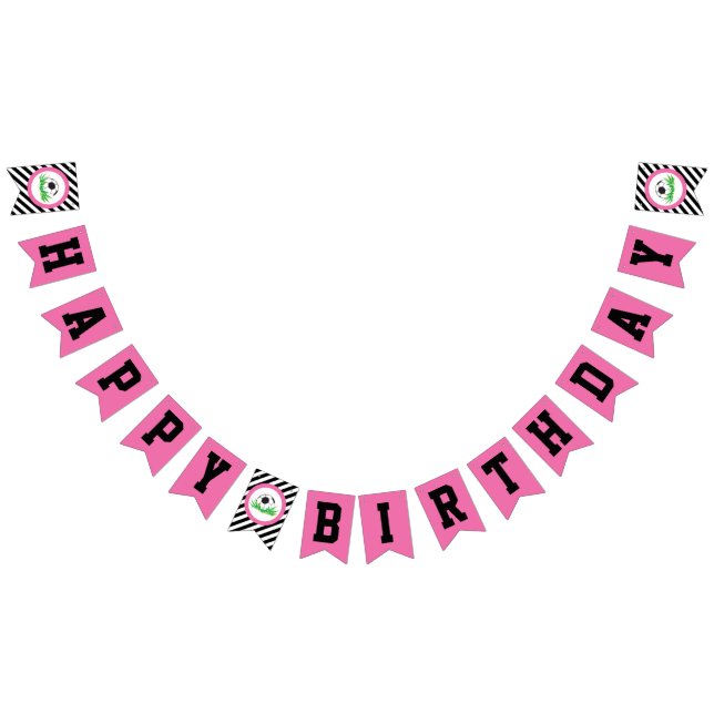 Girl Soccer Birthday Party Pennant Banner (All)