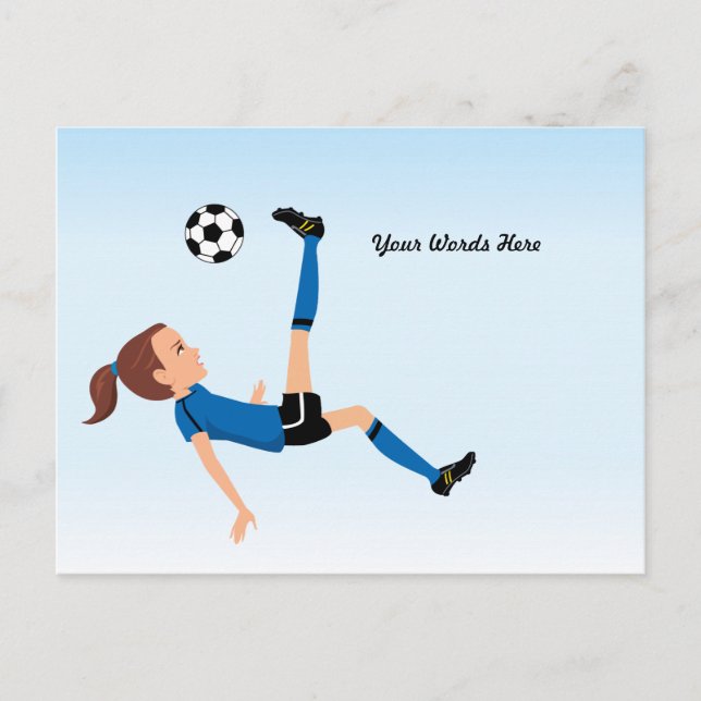 Girl Soccer Invitation for a Match Postcard (Front)