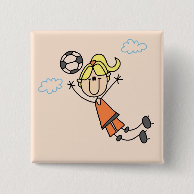 Girl Soccer Jump Tshirts and Gifts 15 Cm Square Badge (Front)