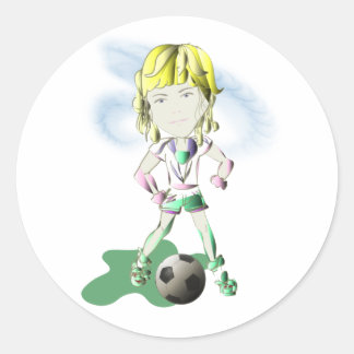 Girl Soccer Player Art Classic Round Sticker