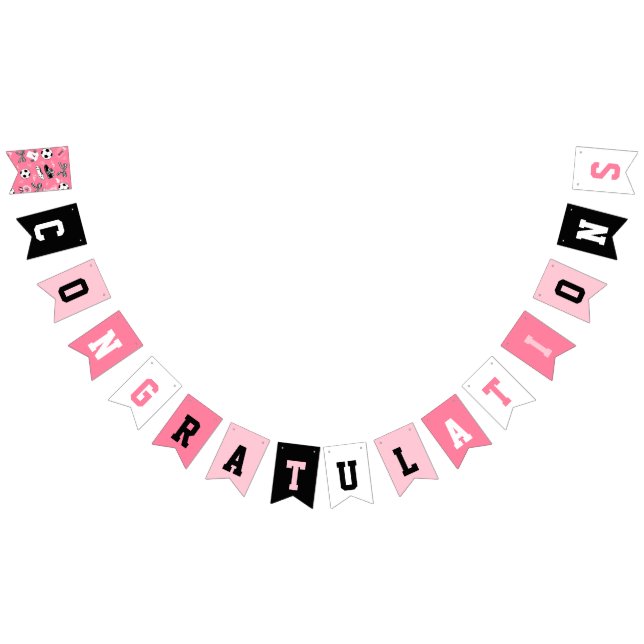 Girl Soccer Player birthday party girly pink  Bunting (All)