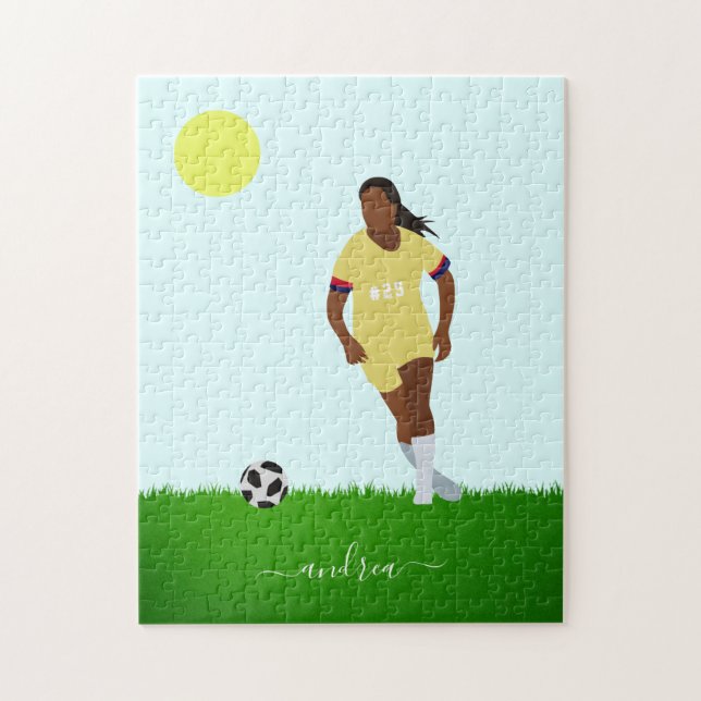 Girl Soccer Player Illustration Name Jersey Number Jigsaw Puzzle (Vertical)