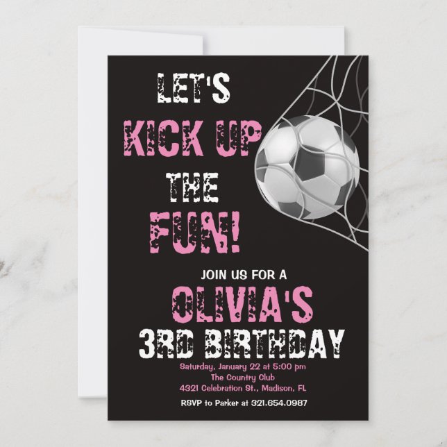 Girl Soccer Sports Game Birthday Party Invitation (Front)