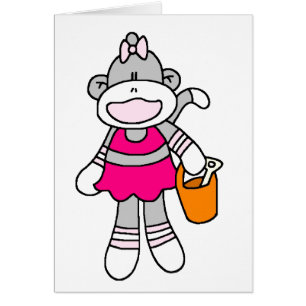 Girl Sock Monkey at Beach