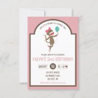 Girl Sock Monkey with Balloon Birthday Party