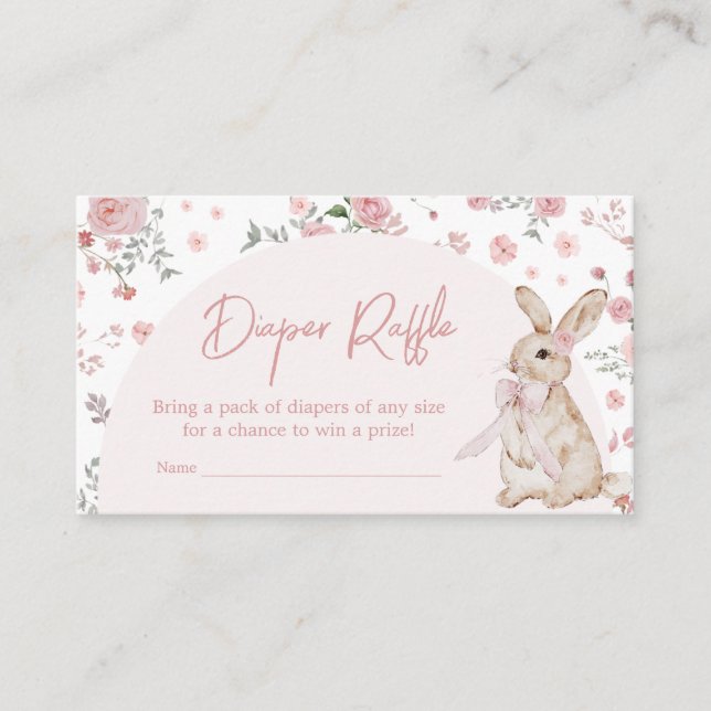 Girl Some Bunny Baby Shower Diaper Raffle Enclosure Card (Front)
