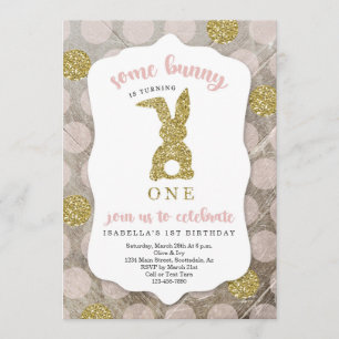Girl Some Bunny Is Turning One Easter 1st Birthday Invitation