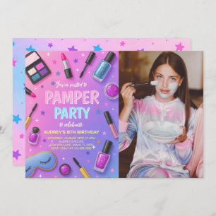 Girl Spa Pamper Party Birthday Photo Invitation