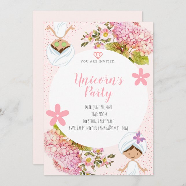 Girl Spa Party Invitation (Front/Back)