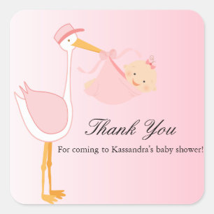 Girl Special Delivery Stork Baby Shower Sticker
