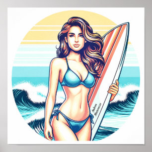 Girl Sport & Surfing Poster