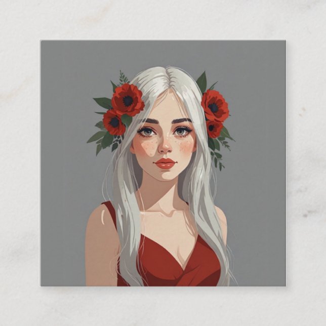 girl  square business card (Front)