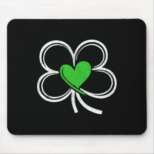 Girl St Patricks Day Love With Heart And Shamrock Mouse Pad