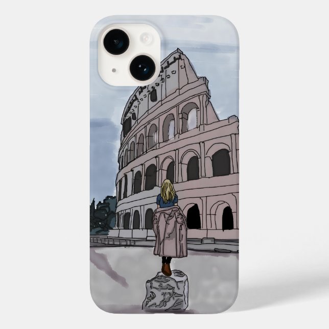 Girl standing front of Colosseum. Case-Mate iPhone Case (Back)