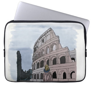 Girl standing front of Colosseum. Laptop Sleeve
