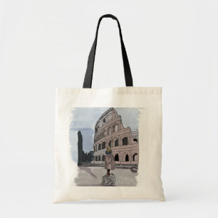 Girl standing front of Colosseum. Tote Bag