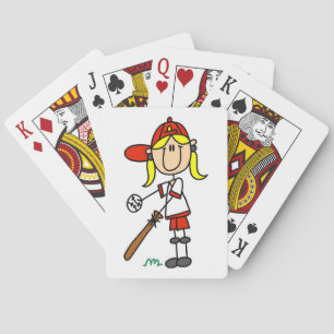 Girl Stick Figure Baseball Up At Bat Playing Cards