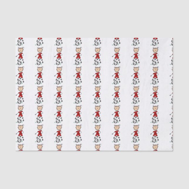 Girl Stick Figure Soccer Red Uniform Tissue Paper (Front)