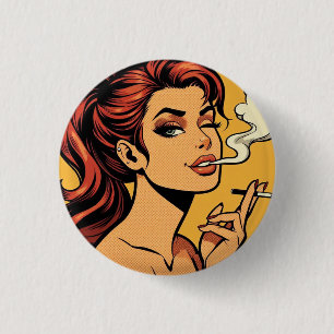 Girl Stoner   Comic book pop art   Smoking lovers 3 Cm Round Badge