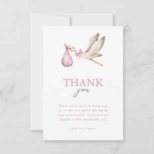 Girl Stork It Takes A Village Winter Baby Shower Thank You Card