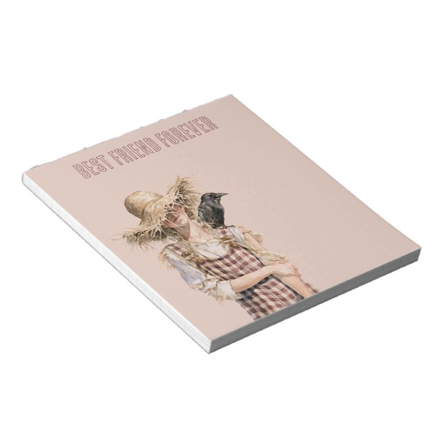 Girl Straw Hat Crow Notepad (Angled)