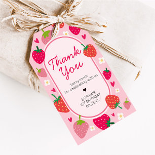 Girl Strawberry Berry First Birthday Favour Tags