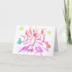 Girl Strike Up Bowling Sport Party Baby Shower Thank You Card