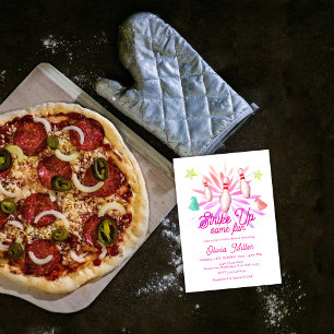 Girl Strike Up Some Fun Bowling Sport Baby Shower Invitation