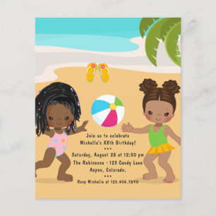 Girl Summer Beach Birthday Party Flyer