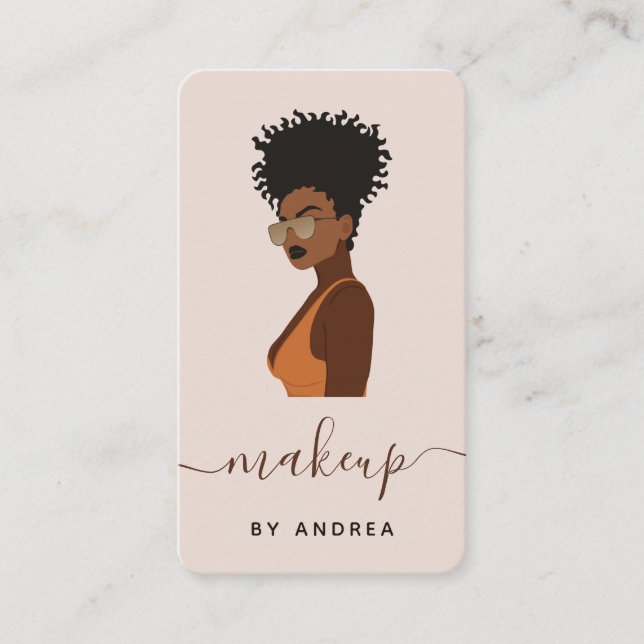 Girl Sunglasses Illustration Makeup Beauty Fashion Business Card (Front)
