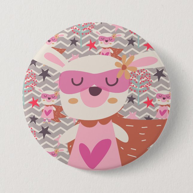 Girl Superhero Bunny 7.5 Cm Round Badge (Front)