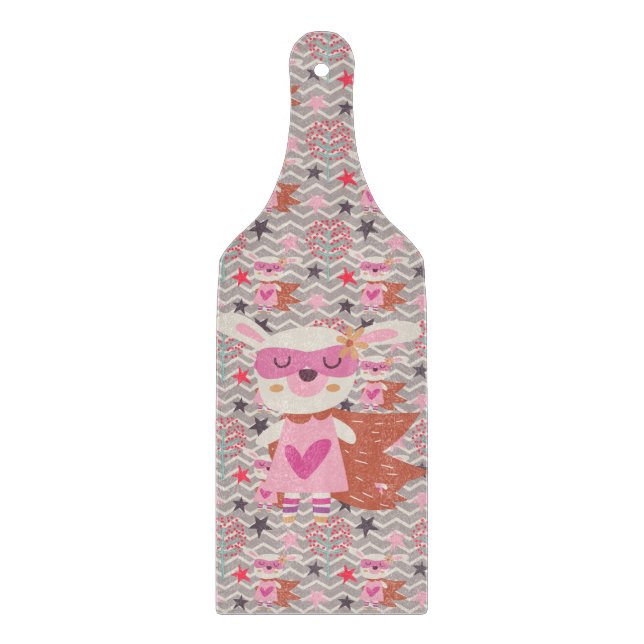 Girl Superhero Bunny Cutting Board (Front)