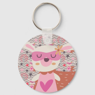 Girl Superhero Bunny Key Ring