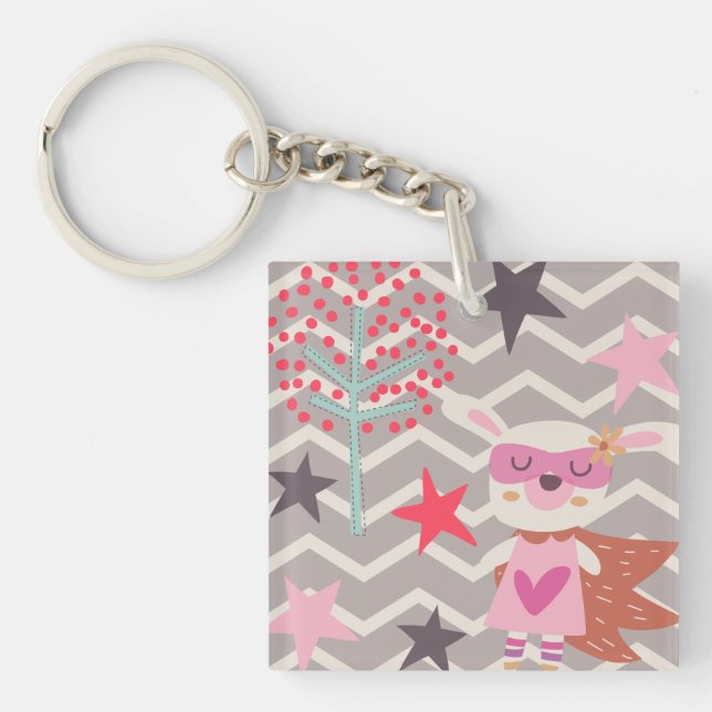 Girl Superhero Bunny Key Ring (Front)