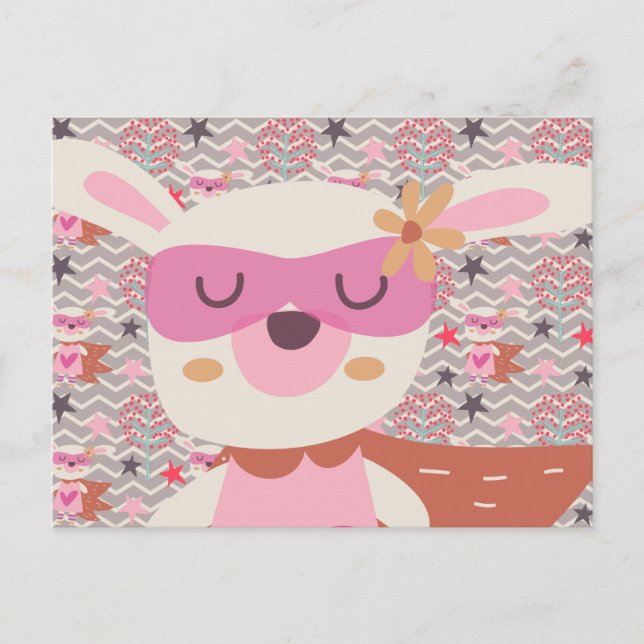 Girl Superhero Bunny Postcard (Front)