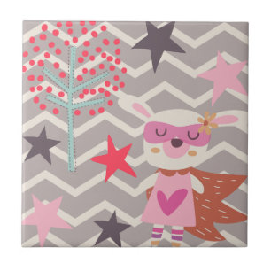 Girl Superhero Bunny Tile
