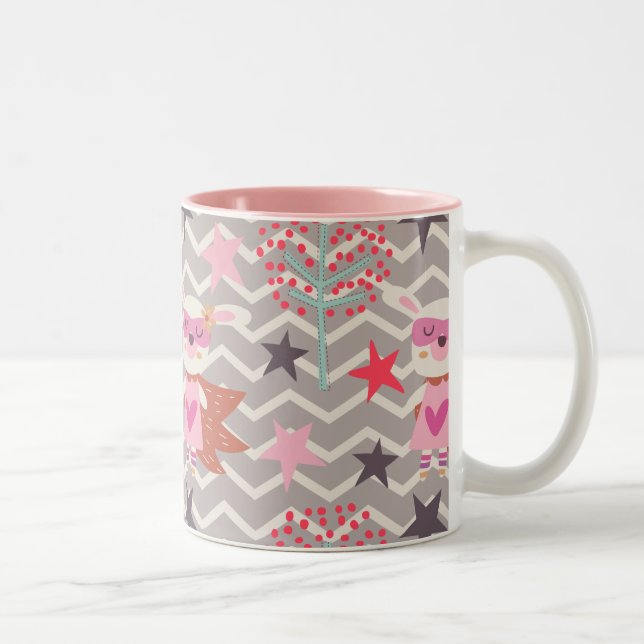 Girl Superhero Bunny Two-Tone Coffee Mug (Right)