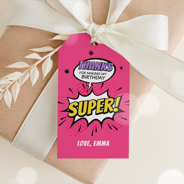 Girl Superhero Thank You Tags, Superhero Favour Ta Gift Tags (Girl Superhero Thank You Tags)