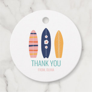 Girl Surfboard Beach birthday Thank You Favour Favour Tags