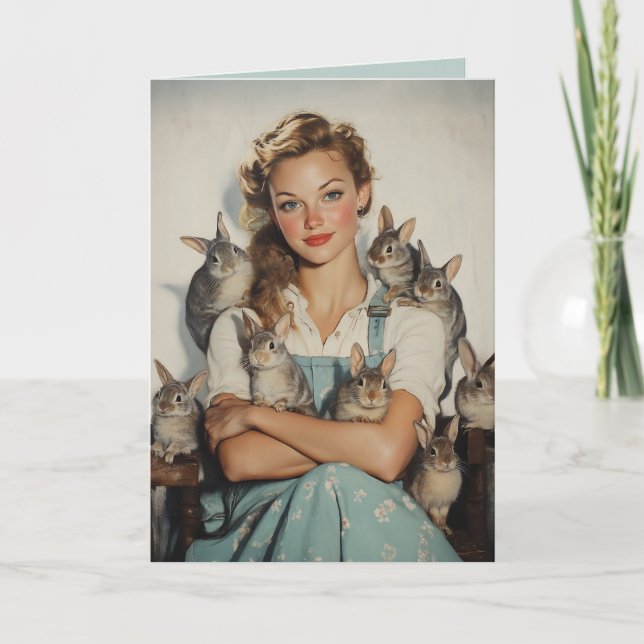 Girl Surrounded by Bunnies Invitation (Front)