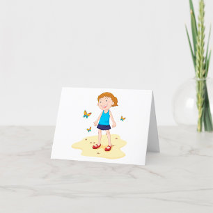 Girl Surrounded By Butterflies Thank You Card