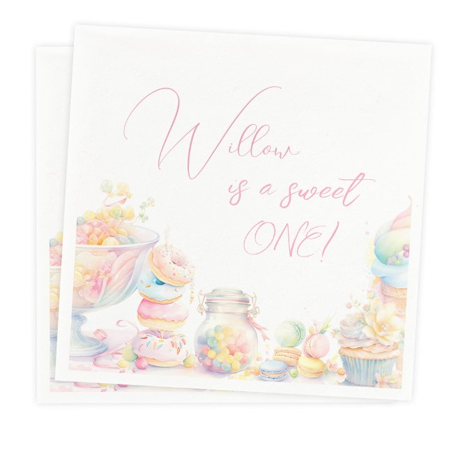 Girl Sweet One Sweets First Birthday Napkin (Creator Uploaded)