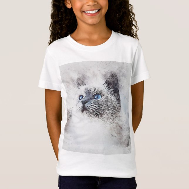girl t-hirt little cat T-Shirt (Front)