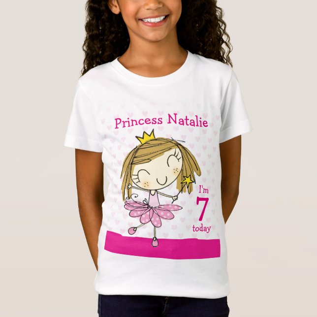 GIRL T-SHIRT Age 7 cute pink princess 7th Birthday (Front)